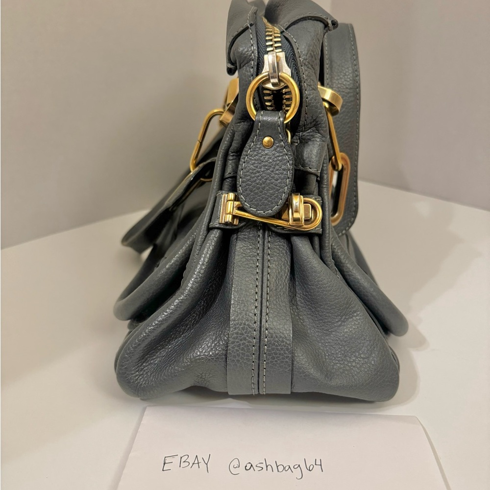 SOLD! Chloe Medium Paraty Gray Leather Handbag with Gold Hardware - Picture 5 of 15